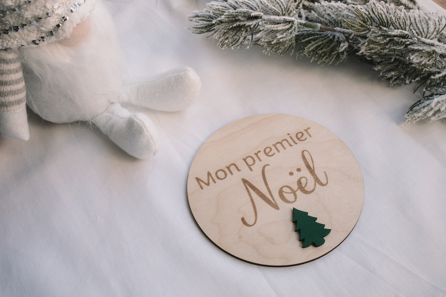 Mon premier noël pastille de bois décoration/photo bebe