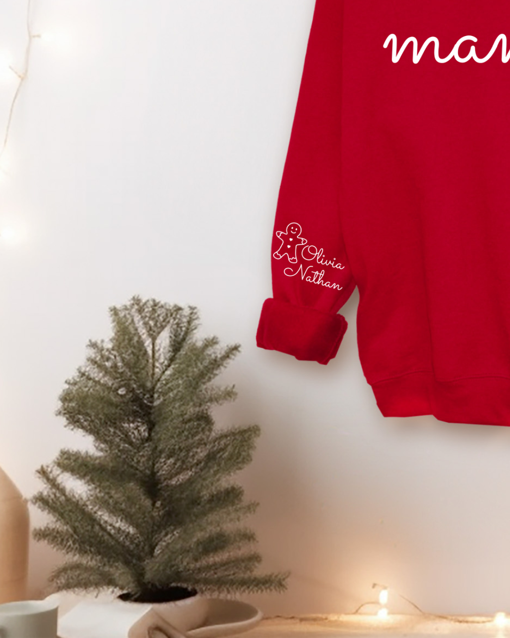 Crewneck de Noël personnalisé maman,  avec prénom enfants sur la manche