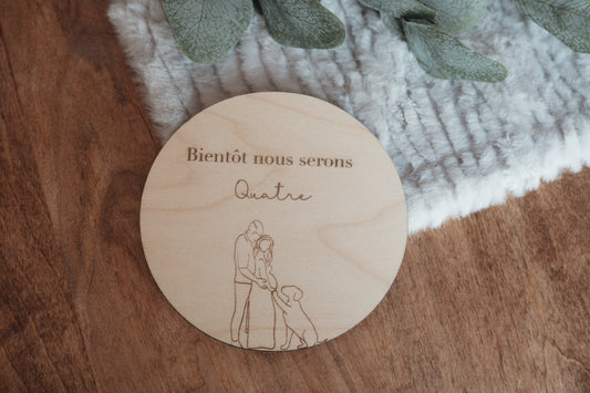 bientôt nous serons quatre, annonce de grossesse, pastille de bois