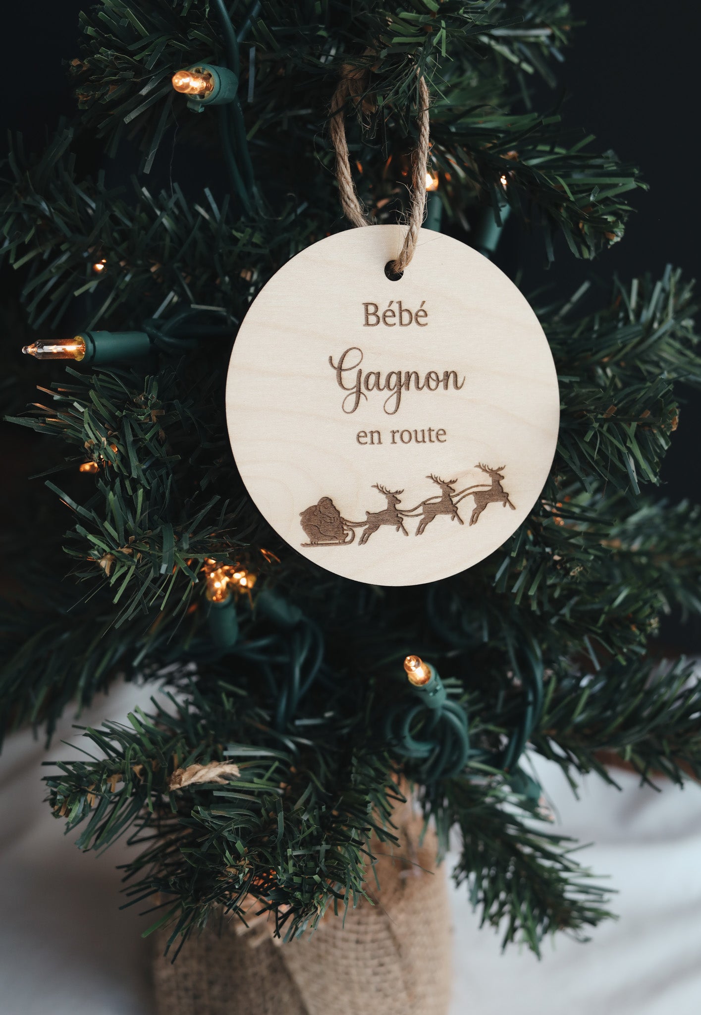 Ornement de Noël, annonce de grossesse, Bébé en route