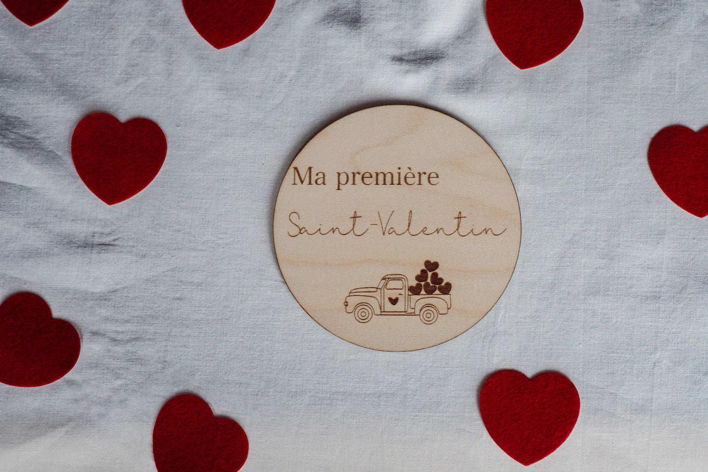 Pastille de bois ma première Saint-Valentin