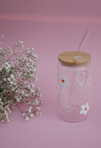 Verre avec couvercle en bambou et paille “Soigner avec amour” – édition spéciale santé