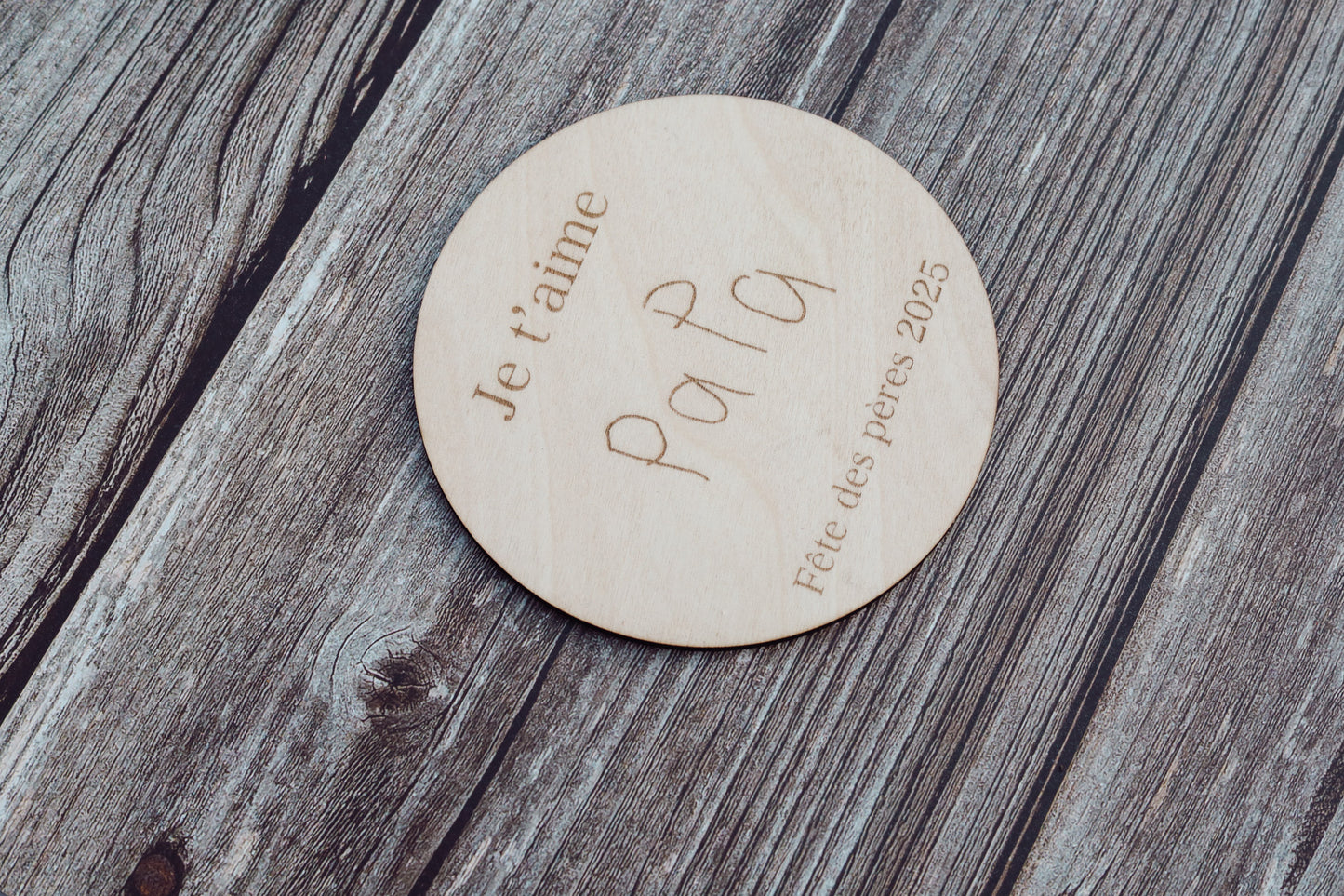 Pastille de bois personnalisé collection fête des pères