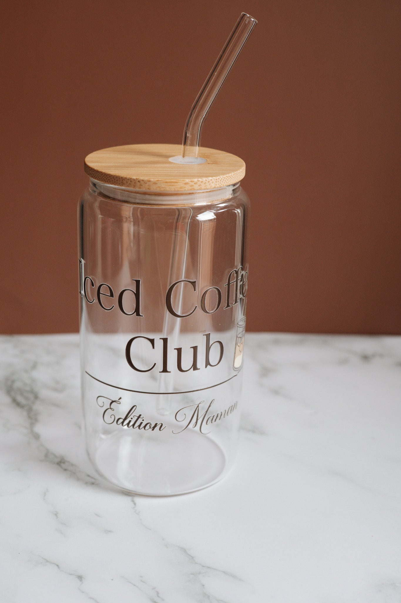 Verre avec couvercle en bambou Iced Coffee Club