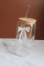 Girl Era, Mom Era , verre avec couvercle en bambou et paille en verre