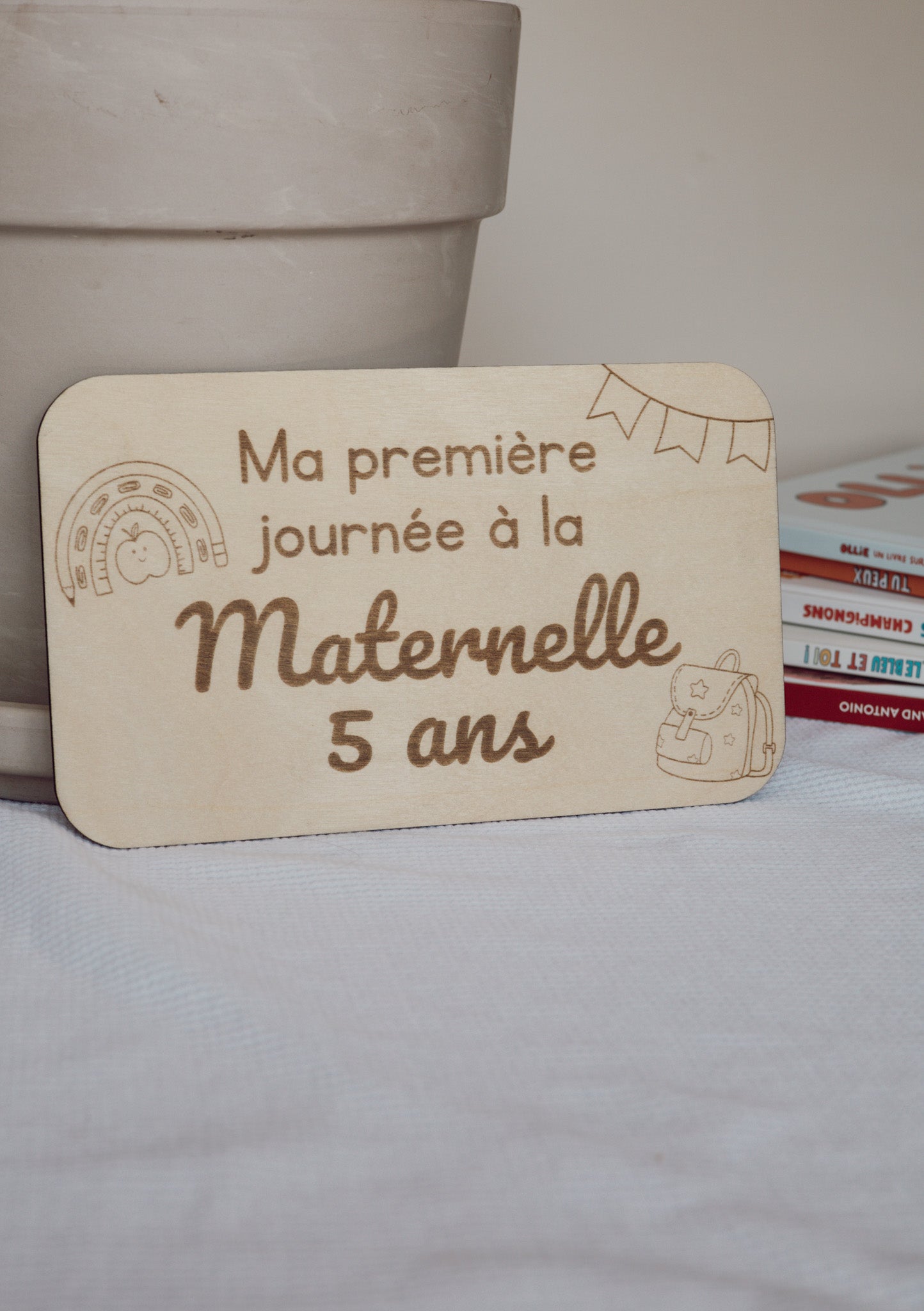 Ma première journée à la maternelle , pastille de bois , souvenirs personnalisé