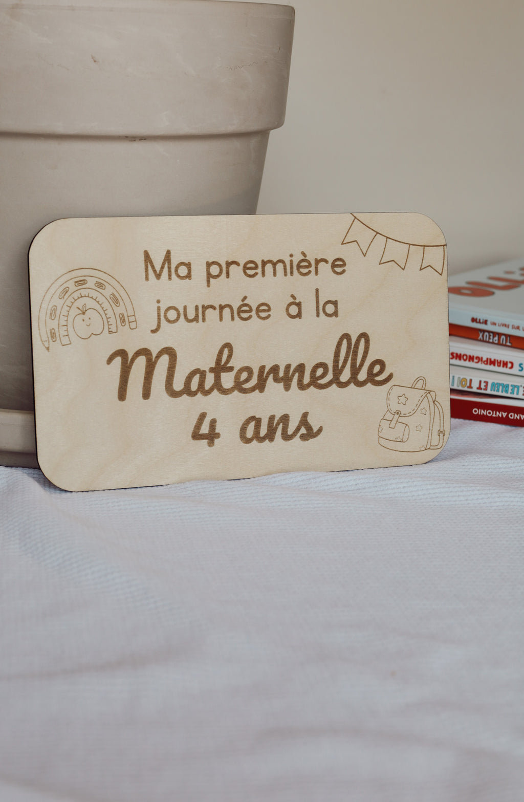 Ma première journée à la maternelle , pastille de bois , souvenirs personnalisé