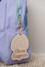 étiquette personnalisable en bois pour sac a dos , enfants