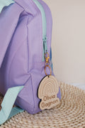 étiquette personnalisable en bois pour sac a dos , enfants