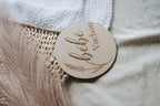 Pastille en bois personnalisée – Annonce de grossesse / Souvenir bébé
