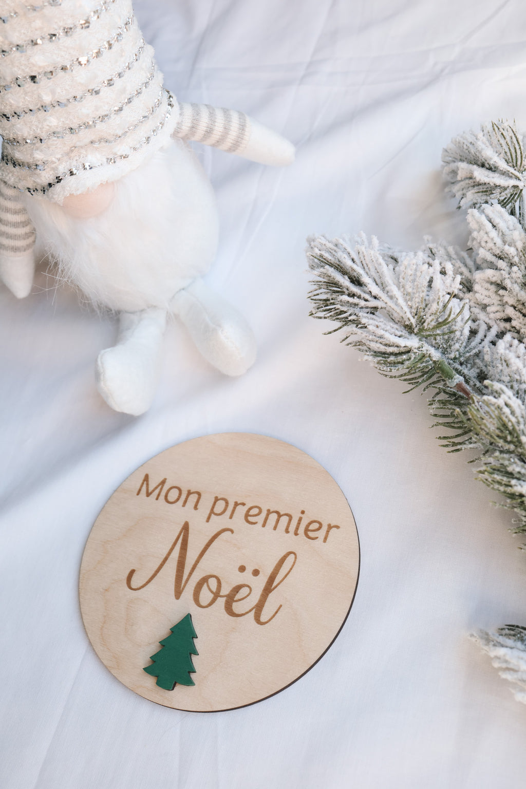 Mon premier noël pastille de bois décoration/photo bebe