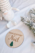 Mon premier noël pastille de bois décoration/photo bebe