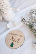 Mon premier noël pastille de bois décoration/photo bebe