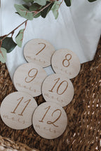 Pastille mensuelle, pastille de mois , pastille de bois 1 à 12 mois