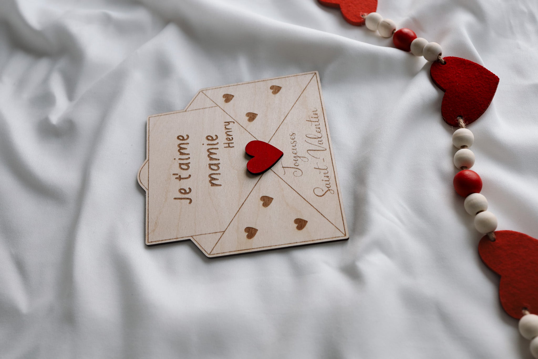 Carte en bois - Message personnalisé - Saint-Valentin