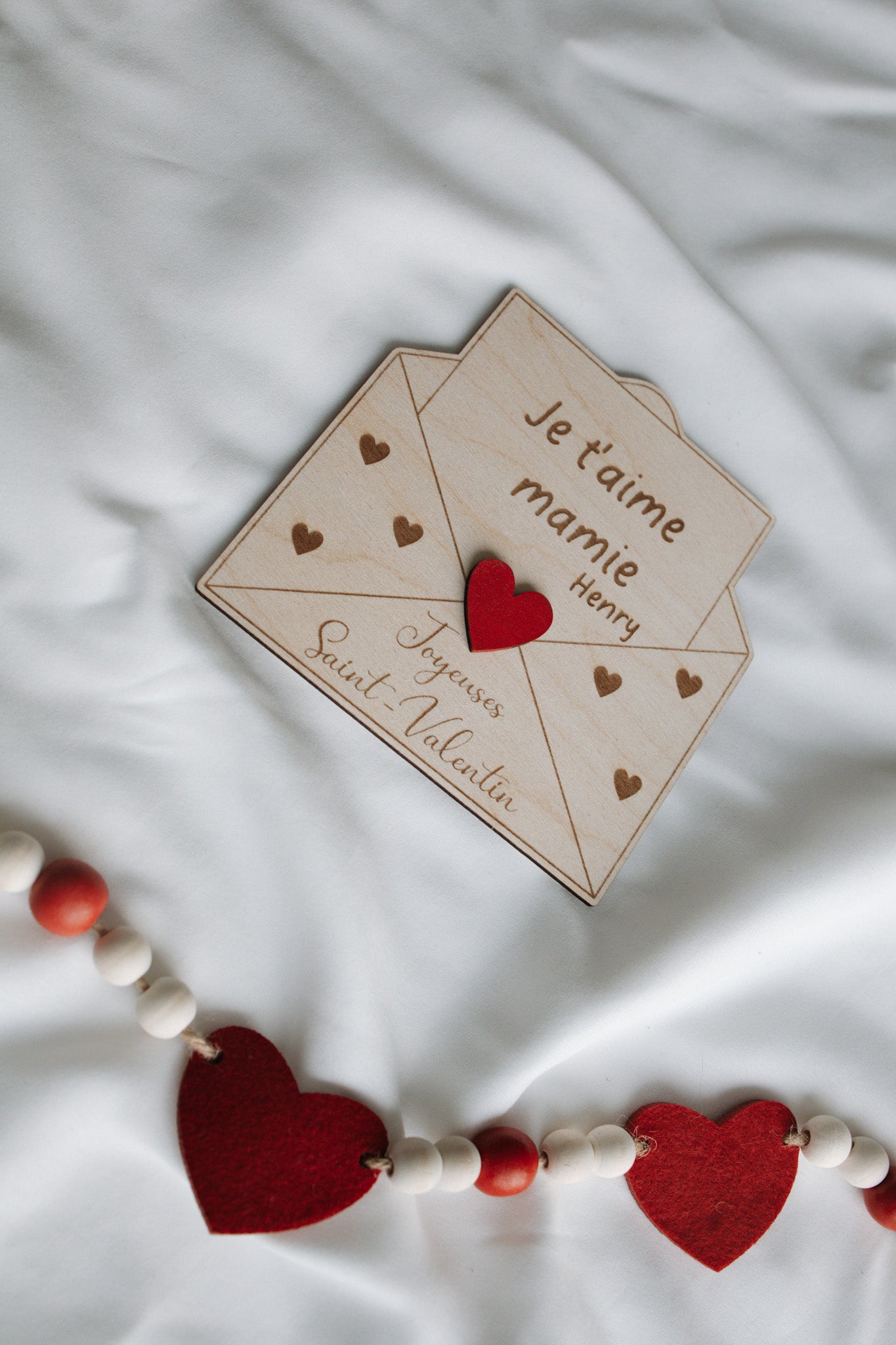 Carte en bois - Message personnalisé - Saint-Valentin