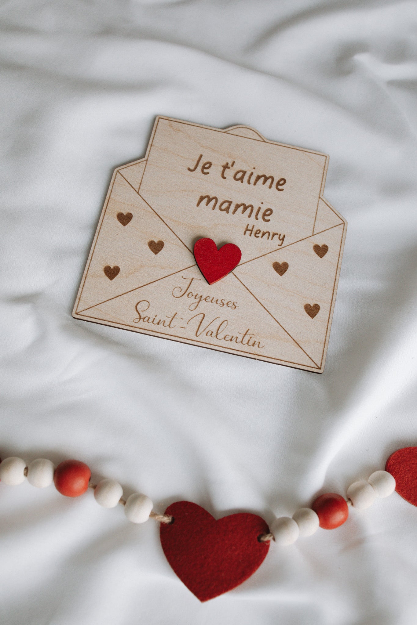 Carte en bois - Message personnalisé - Saint-Valentin